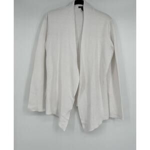 Eileen Fisher Organic Linen White Open Cardigan Sweater